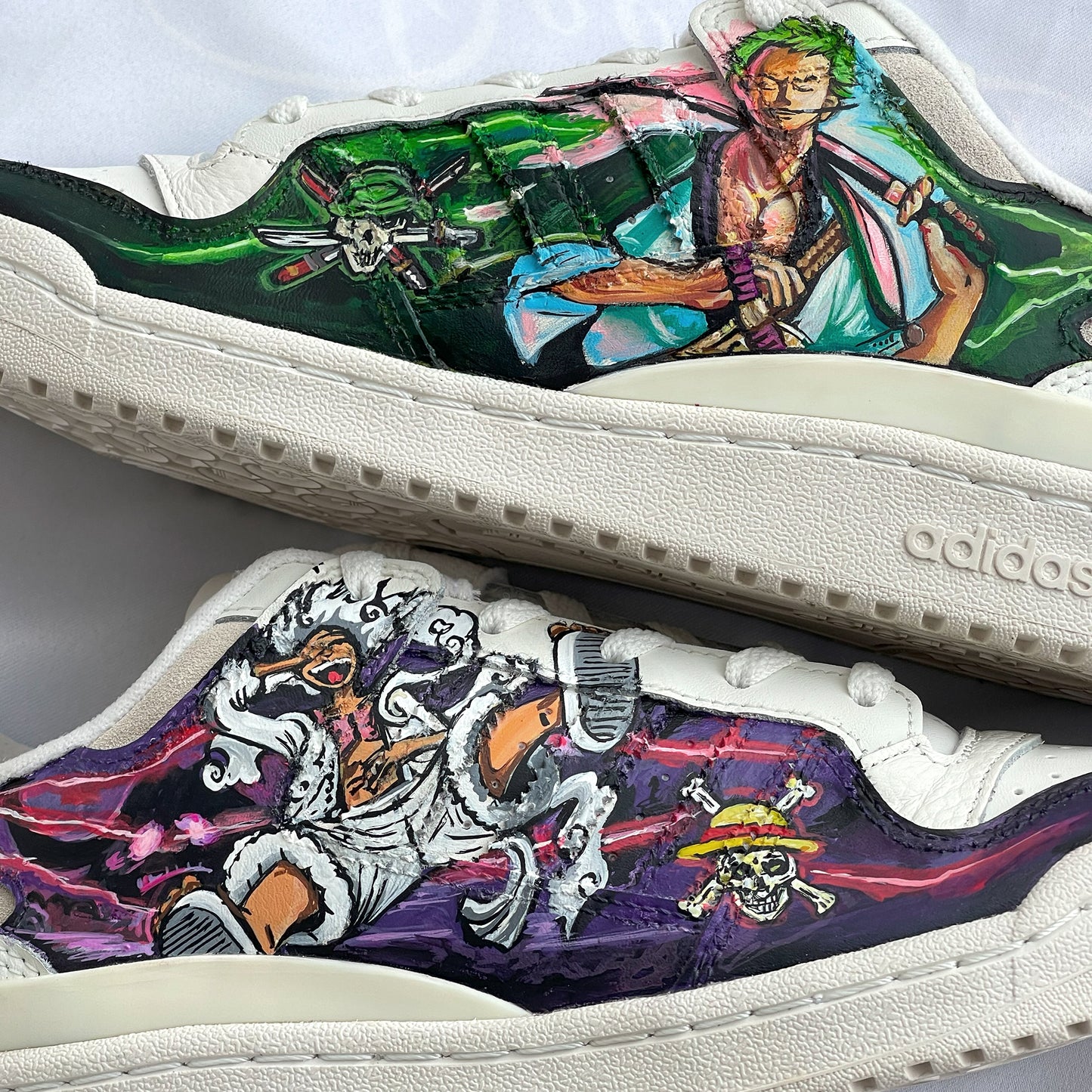 Handpainted One Piece / Zoro -Themed Adidas Sneakers
