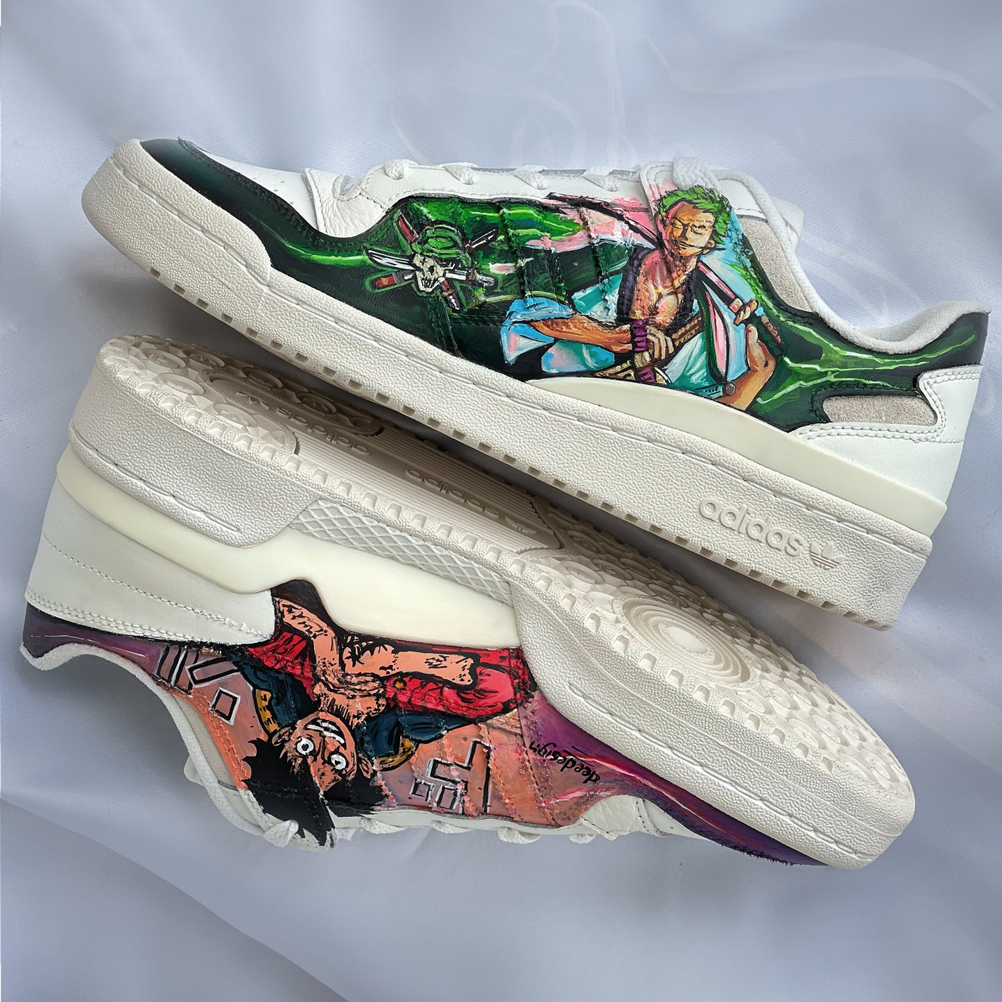 Handpainted One Piece / Zoro -Themed Adidas Sneakers