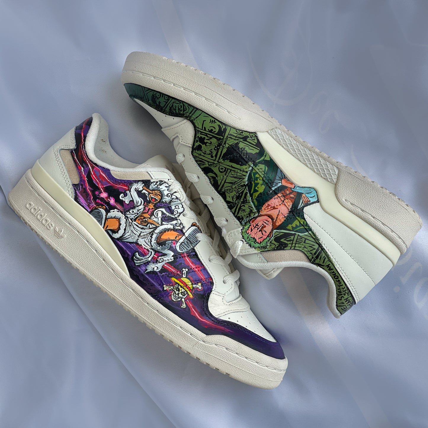 Handpainted One Piece / Zoro -Themed Adidas Sneakers