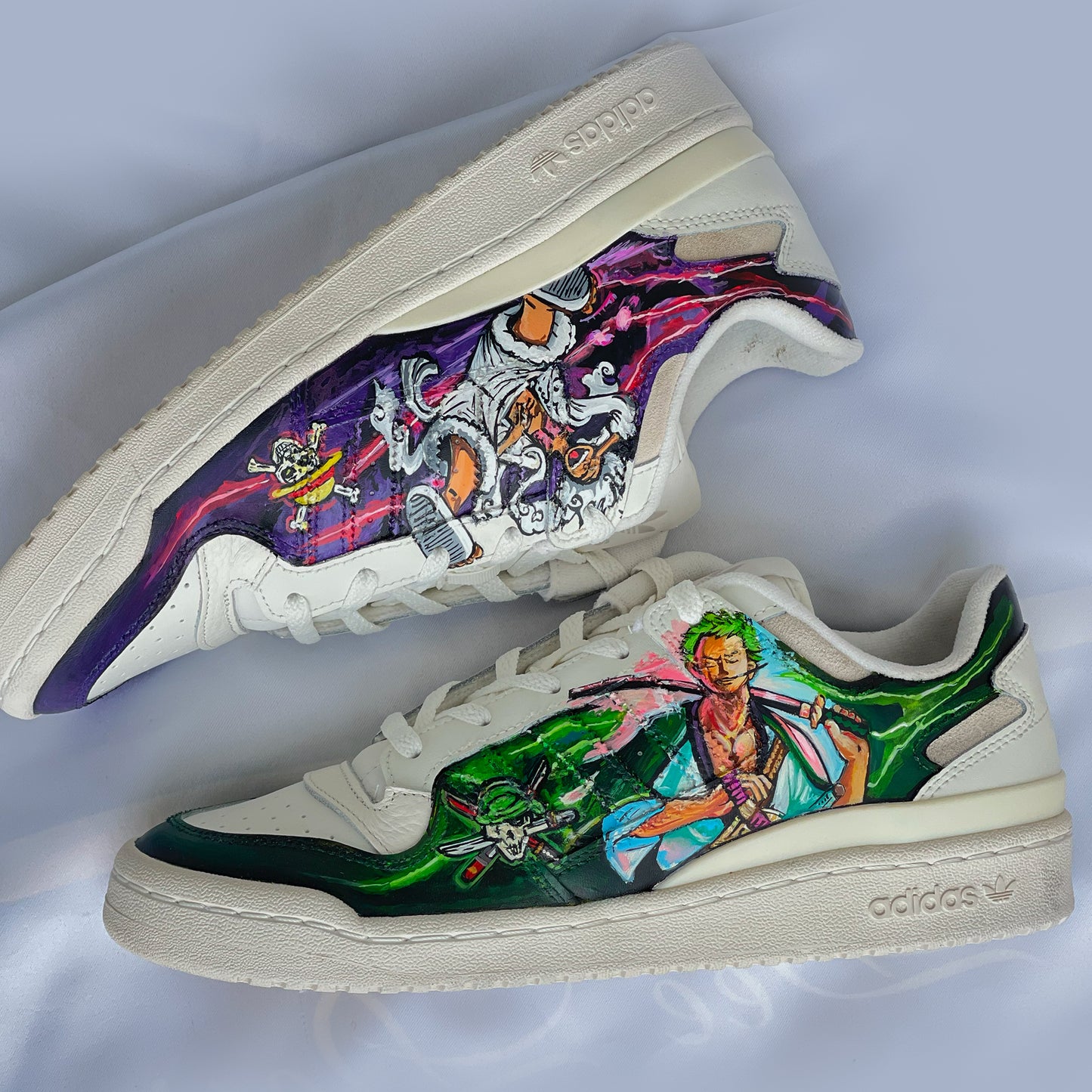 Handpainted One Piece / Zoro -Themed Adidas Sneakers