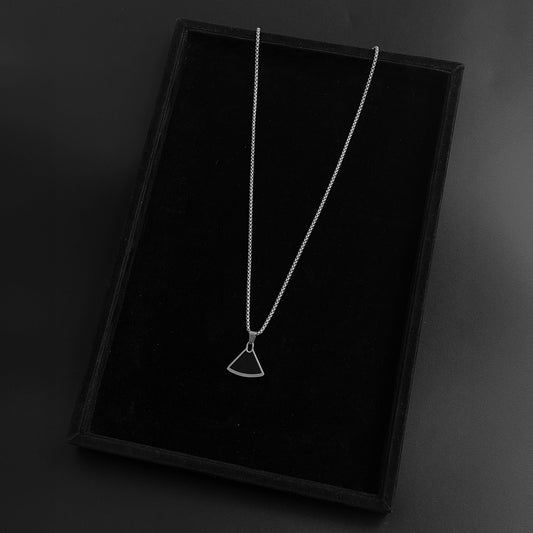 Men’s Stainless Steel Geometric Pendant with chain – Modern Edge, Minimal Form.