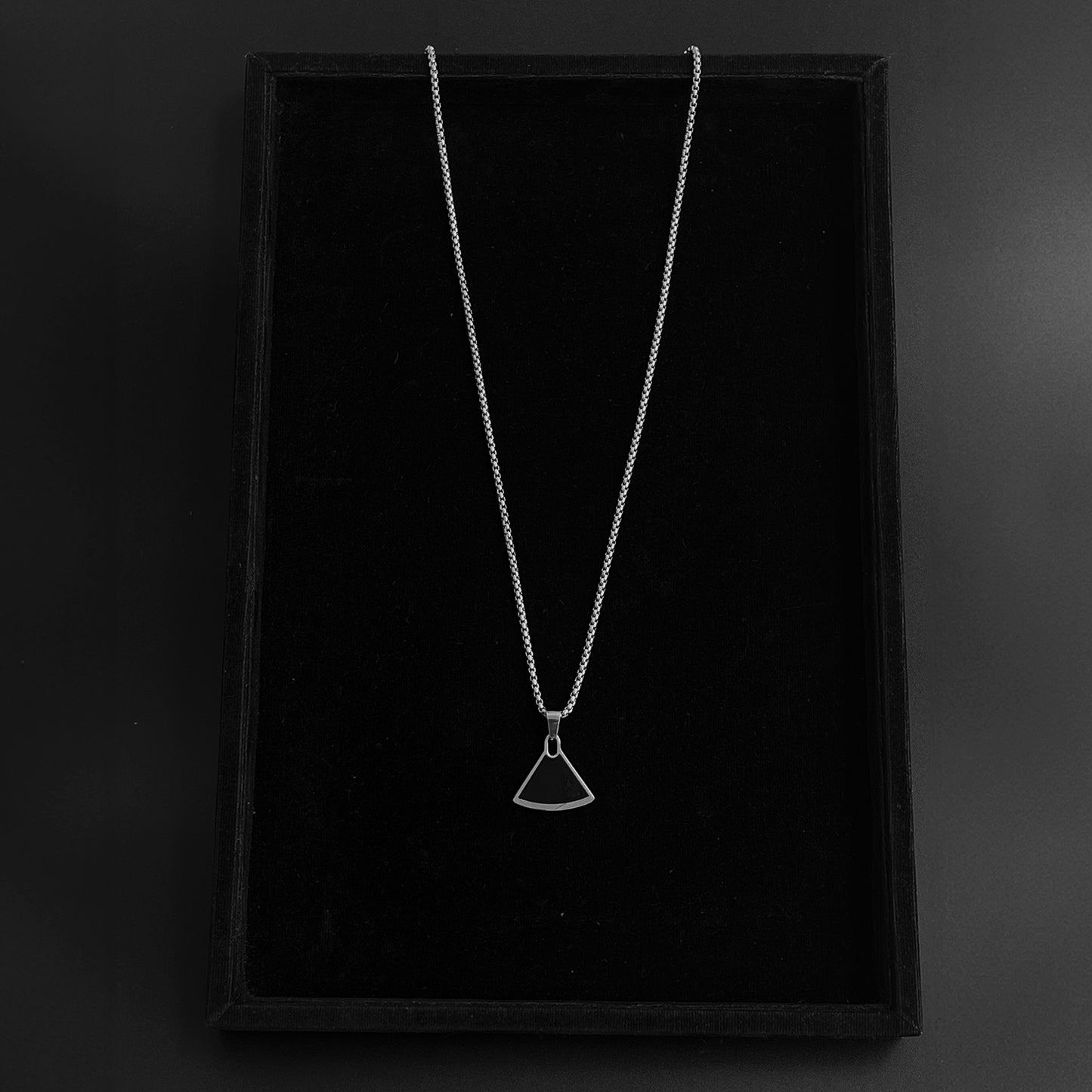Men’s Stainless Steel Geometric Pendant with chain – Modern Edge, Minimal Form.