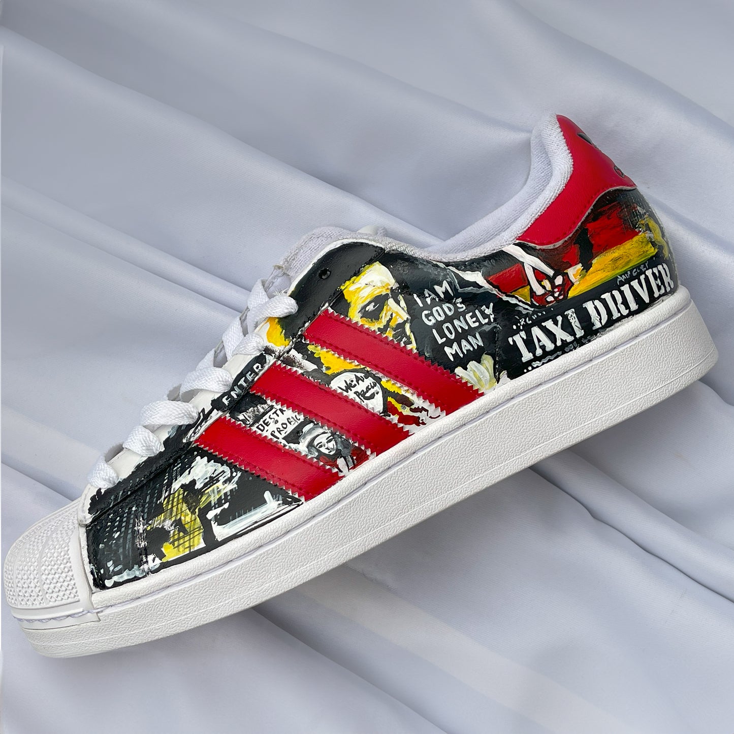 Handpainted Custom Adidas Sneakers – Van Gogh and Taxi Driver Design