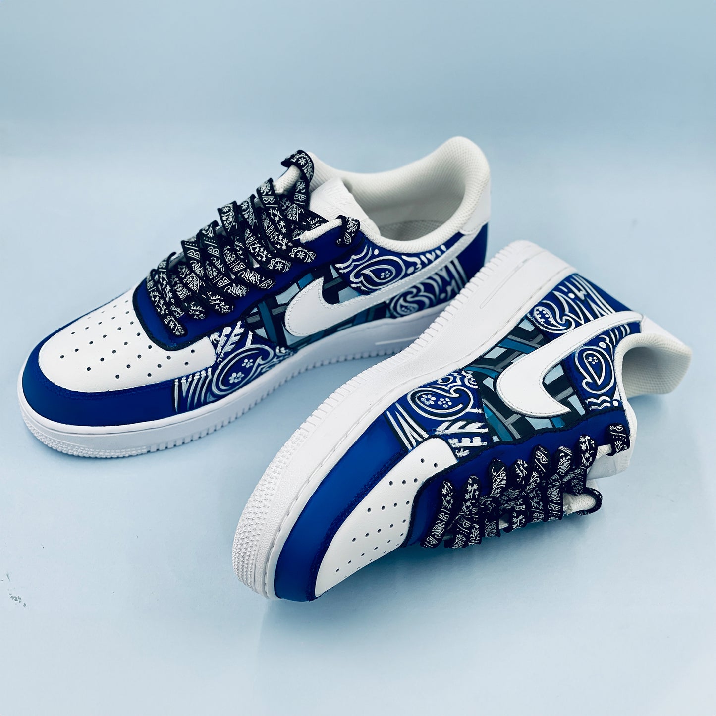 Custom Blue Paisley Air Force 1