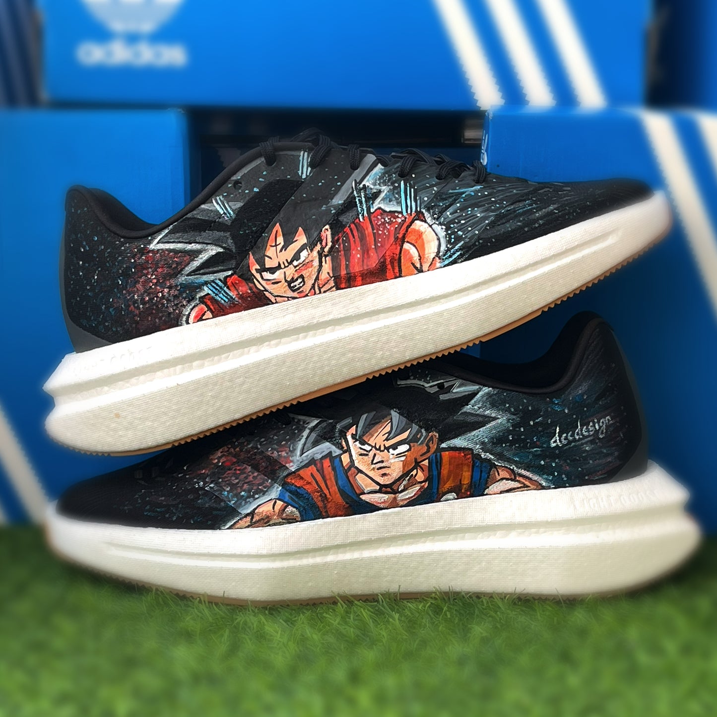 Handpainted Custom Sneakers – Goku Dragon Ball Z Design
