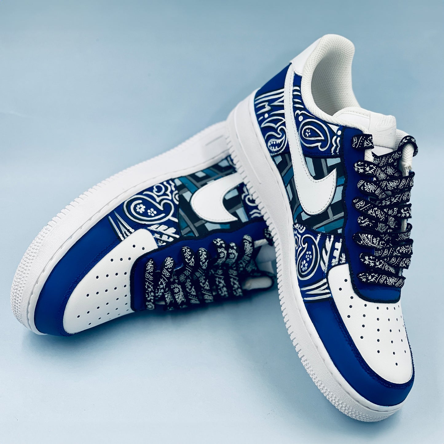 Custom Blue Paisley Air Force 1