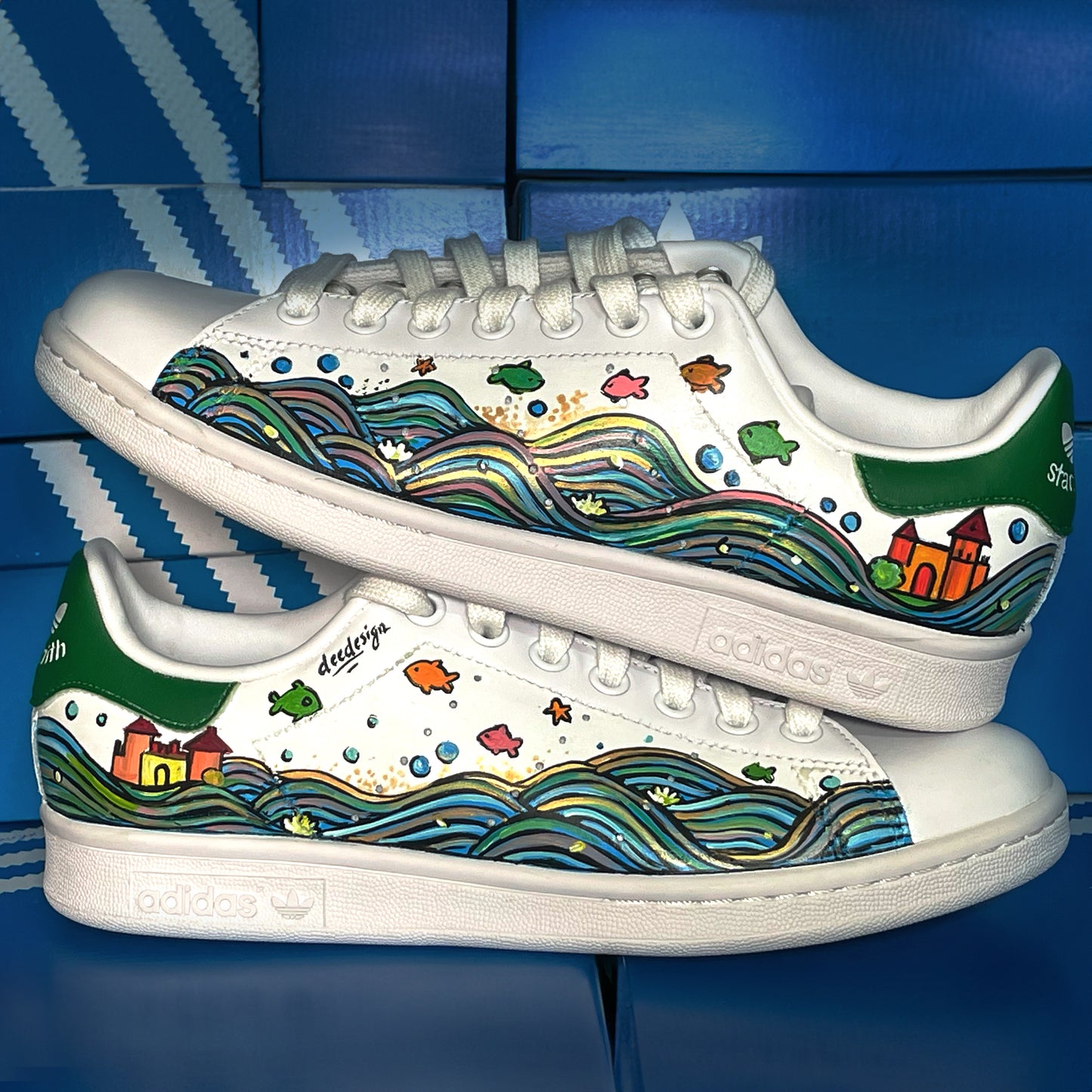 Handpainted Ocean-Themed Sneakers – Dive into a World of Color and Imagination