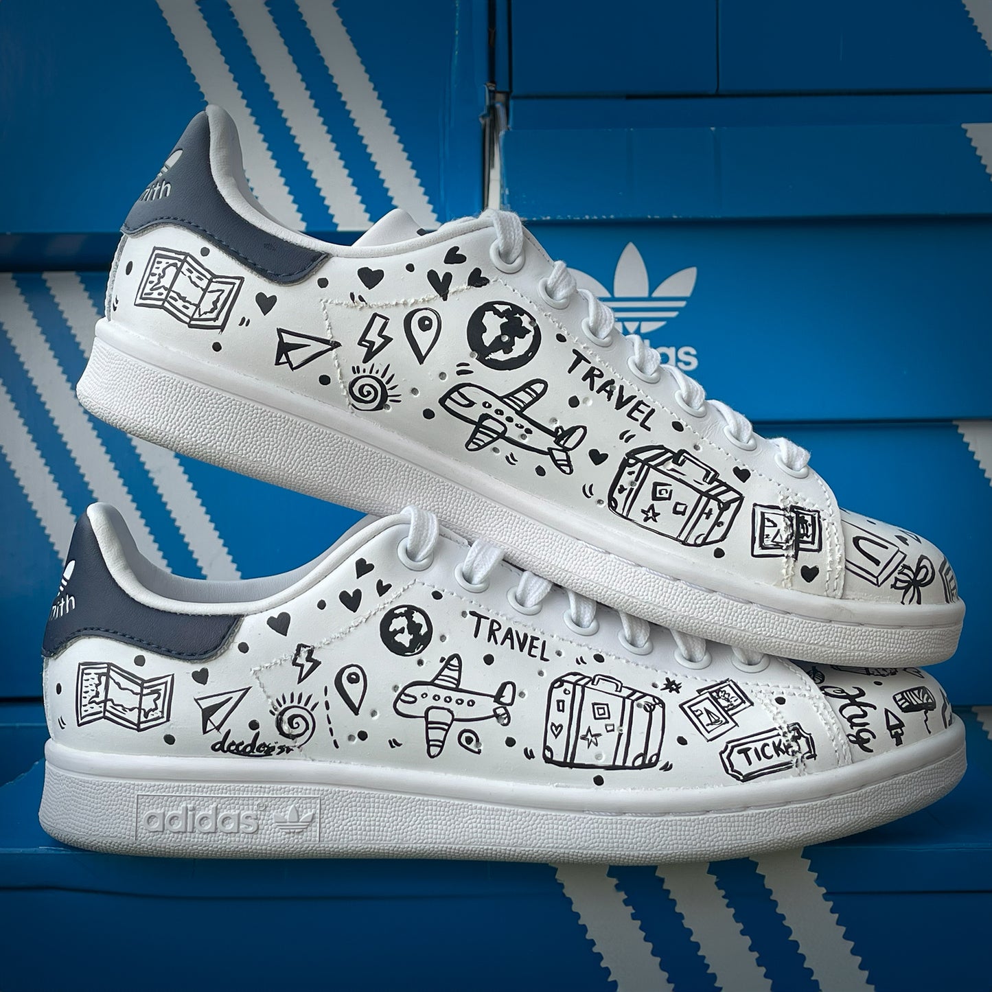 Handpainted Travel-Themed Sneakers – Embark on a Journey of Style
