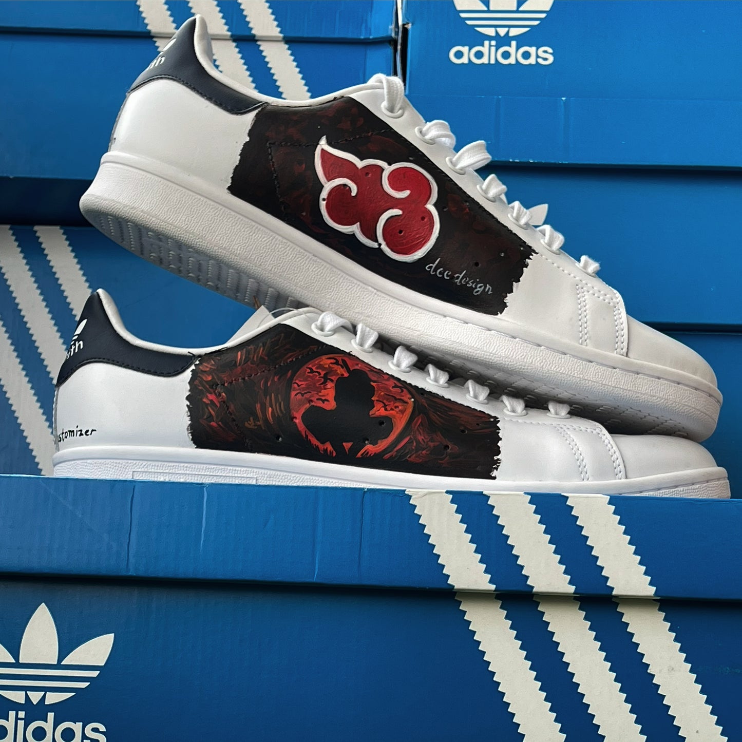 Itachi Handpainted Custom Adidas Sneakers with Anime-Inspired Artwork