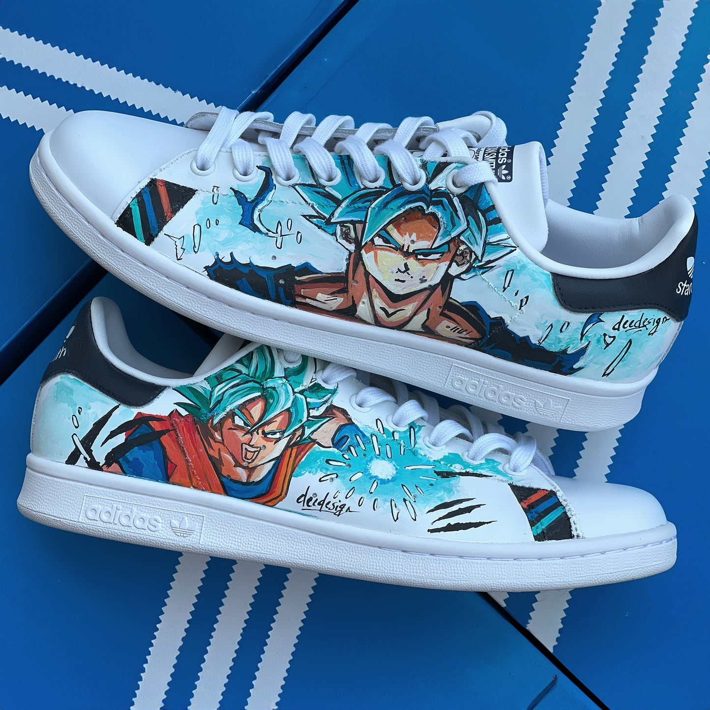 Hand-Painted Goku Adidas Stan Smith Sneakers