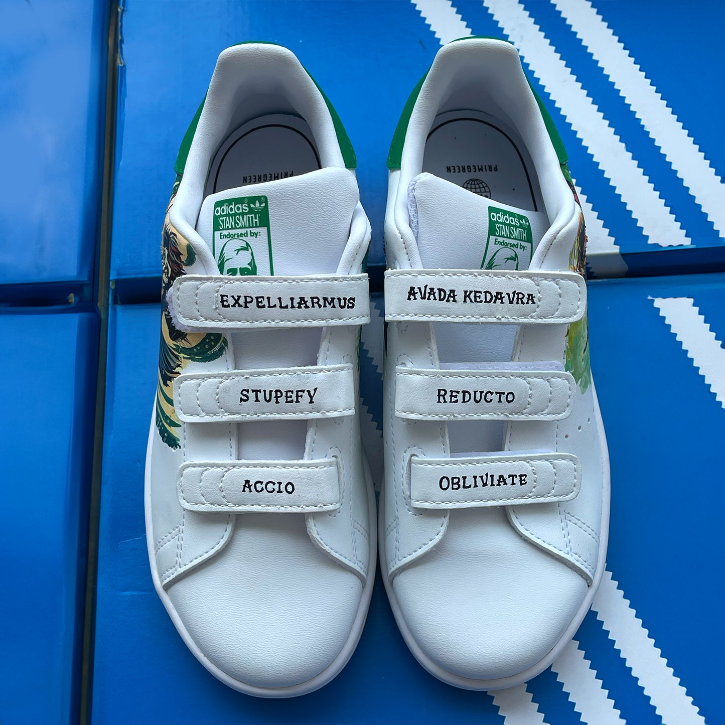 Handpainted Custom Adidas Sneakers Featuring Harry Potter-Inspired Artwork