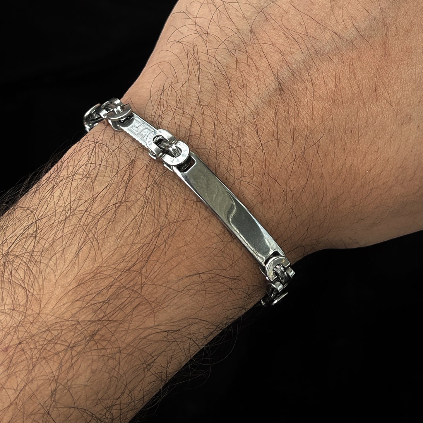 Polished Precision — Sleek Stainless Steel Bracelet for Men