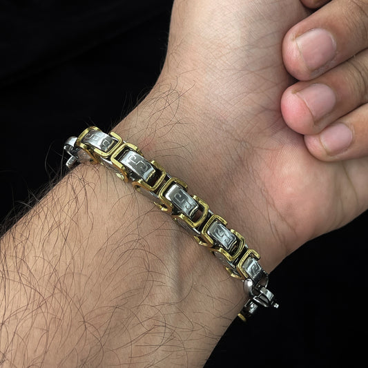 Two-Tone Power — Gold & Steel Bracelet for Men