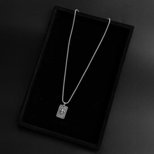Stainless Steel Men Fleur-de-Lis Pendant With Chain
