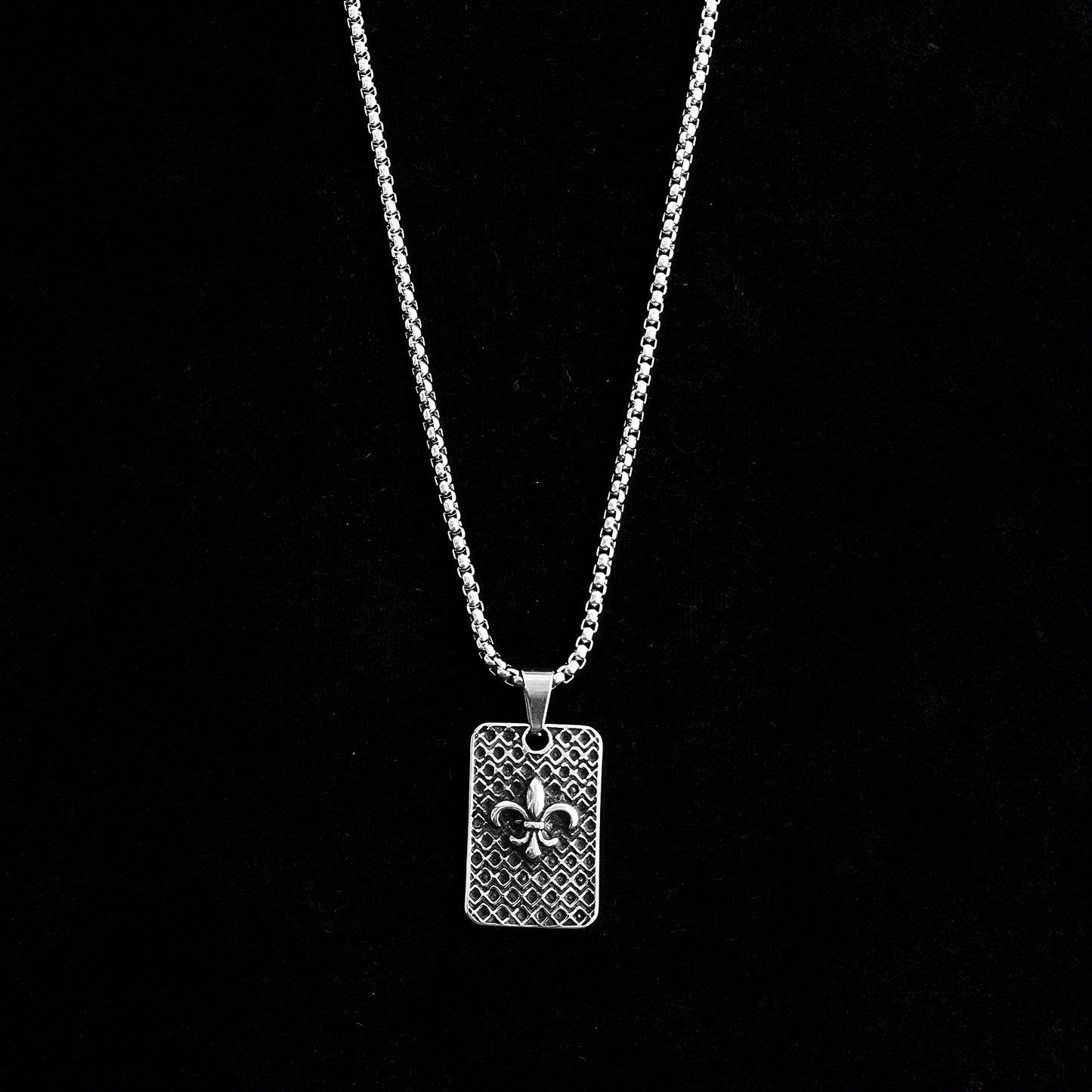 Stainless Steel Men Fleur-de-Lis Pendant With Chain