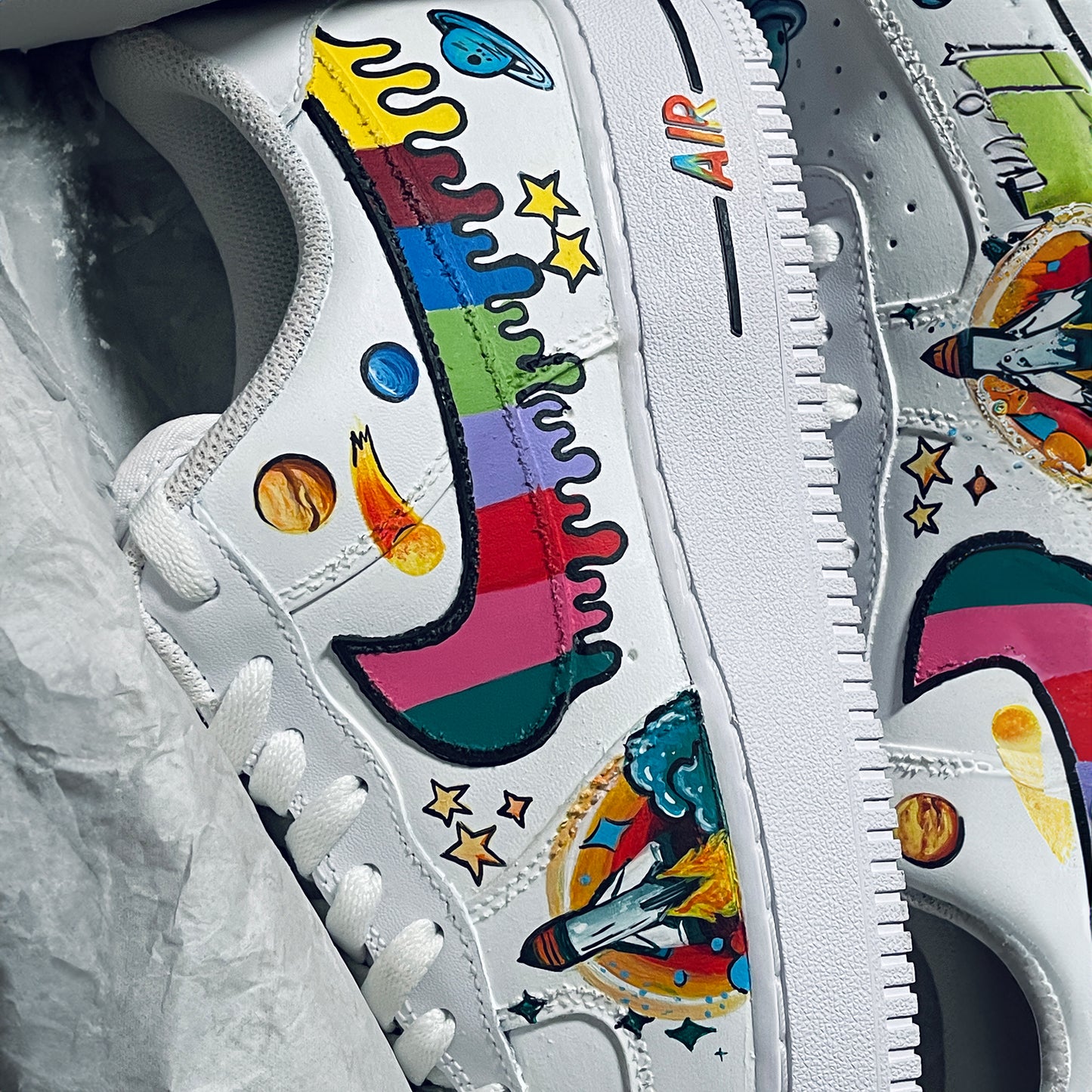 Explore the Cosmos with Handpainted Space-Themed Nike Air Force 1