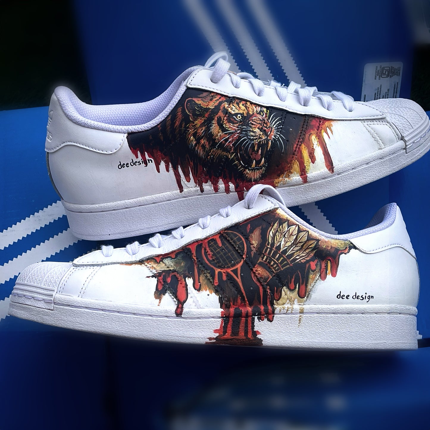Handpainted Custom Sneakers – Fierce Tiger and Warrior Design