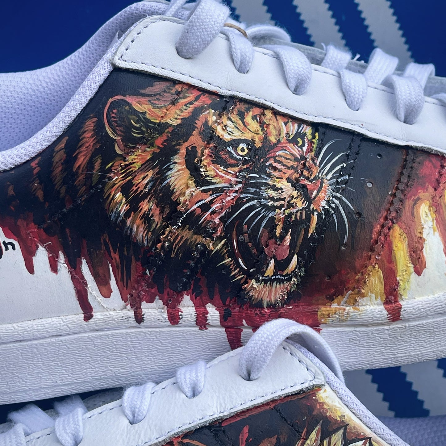 Handpainted Custom Sneakers – Fierce Tiger and Warrior Design