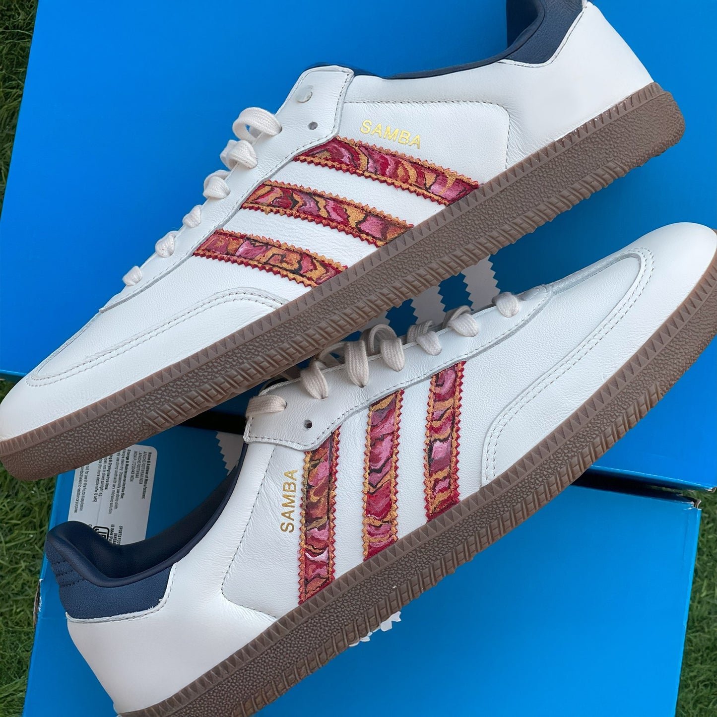 Handpainted Adidas Samba Sneakers – Custom Marble Edition