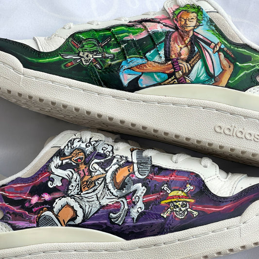 Handpainted One Piece / Zoro -Themed Adidas Sneakers
