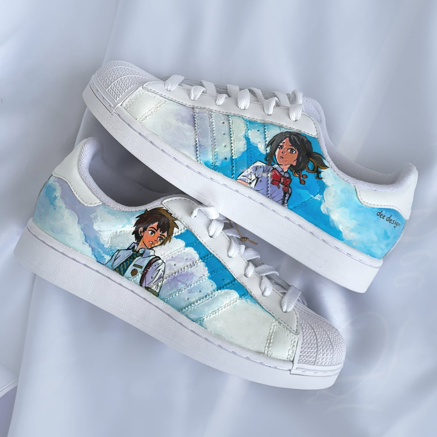 Handpainted Custom Adidas Sneakers – Anime-Inspired Sky Design