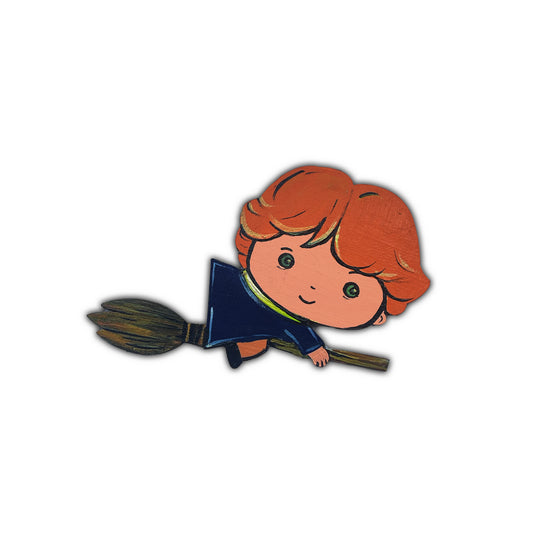 "Adorable Witch on Broomstick Fridge Magnet