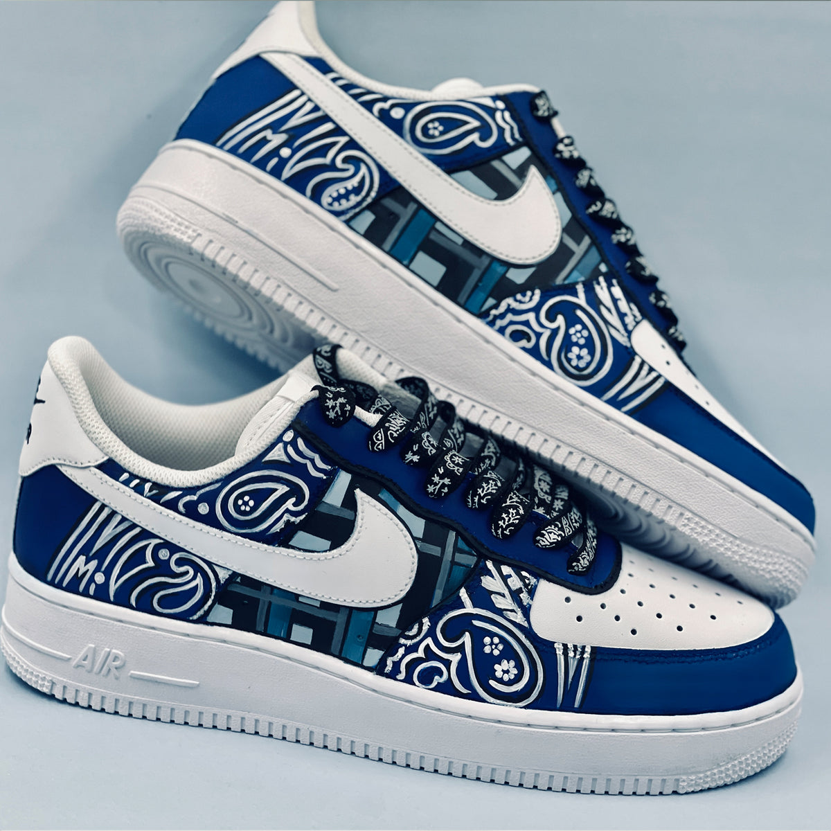 Custom Blue Paisley Air Force 1 – Dee Design