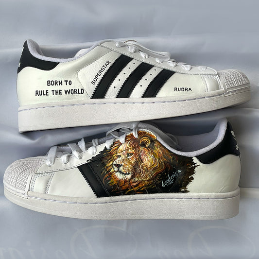 Handpainted Custom Adidas Sneakers – Lion and Inspirational Quote Design