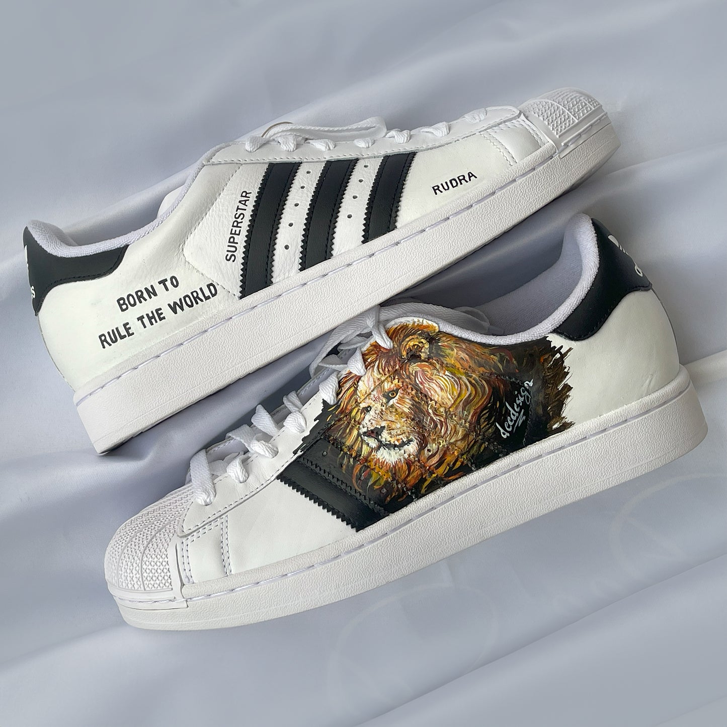 Handpainted Custom Adidas Sneakers – Lion and Inspirational Quote Design
