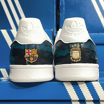 Handpainted Custom Adidas Sneakers – Lionel Messi Tribute Design