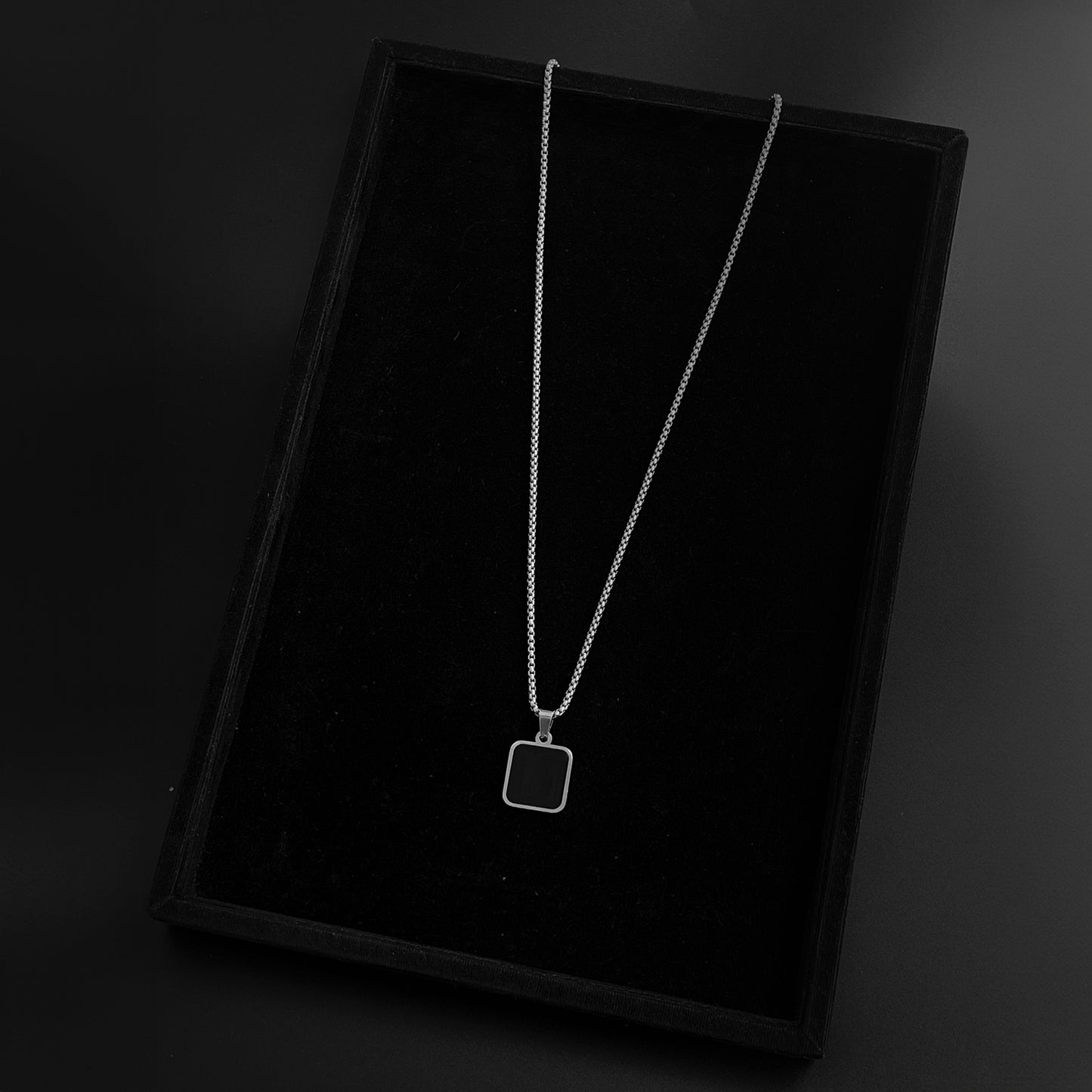 Men’s Stainless Steel Frame Pendant with chain  – Minimal Power, Maximum Style.