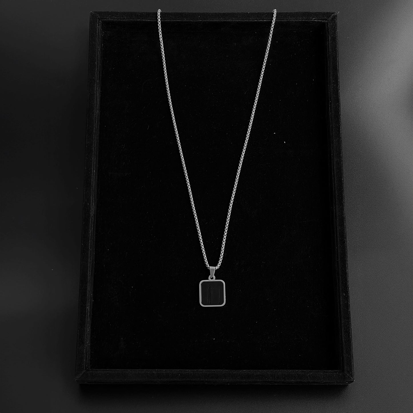 Men’s Stainless Steel Frame Pendant with chain  – Minimal Power, Maximum Style.