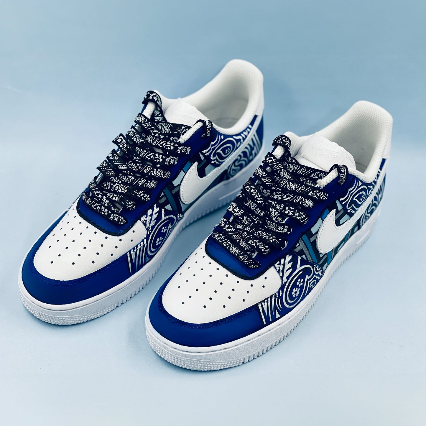 Custom Blue Paisley Air Force 1