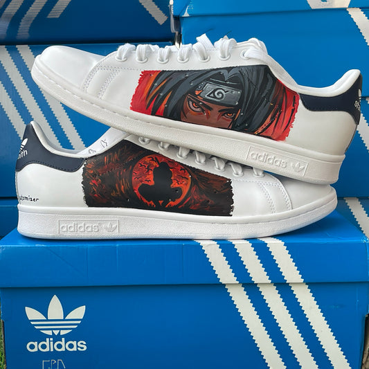 Itachi Handpainted Custom Adidas Sneakers with Anime-Inspired Artwork