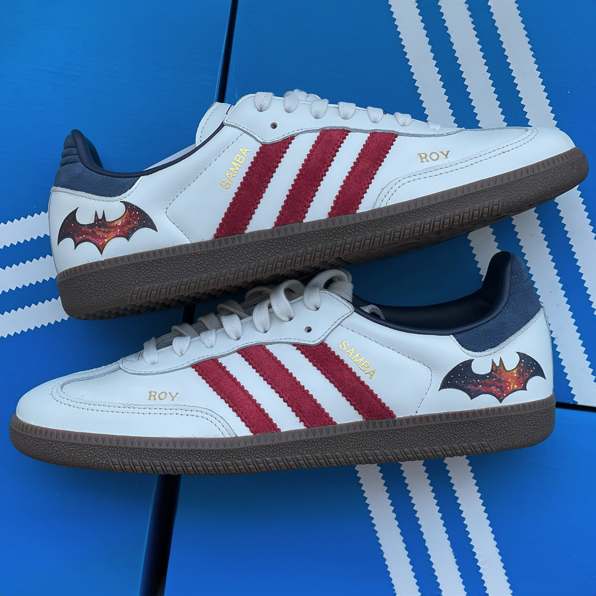 Hand Painted Custom Batman-Inspired Adidas Sambas Dee Design Hand Painted Custom Batman-Inspired Adidas Sambas Dee Design