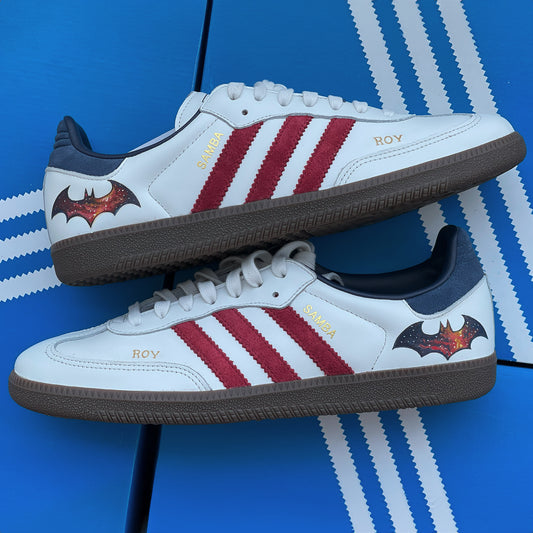 Hand Painted Custom Batman-Inspired Adidas Sambas