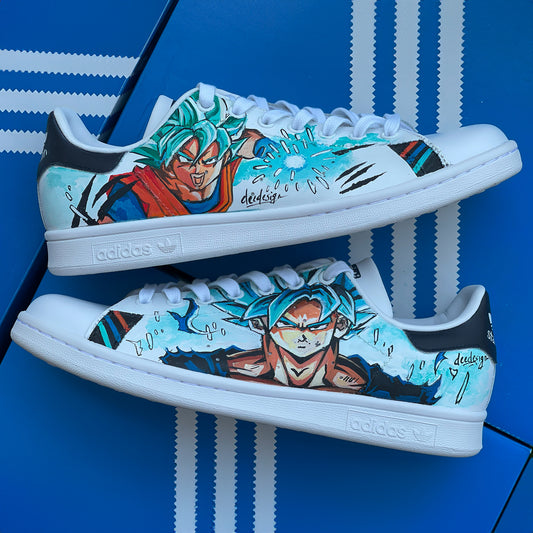 Hand-Painted Goku Adidas Stan Smith Sneakers