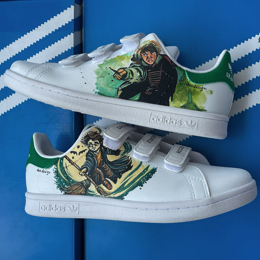 Handpainted Custom Adidas Sneakers Featuring Harry Potter-Inspired Artwork