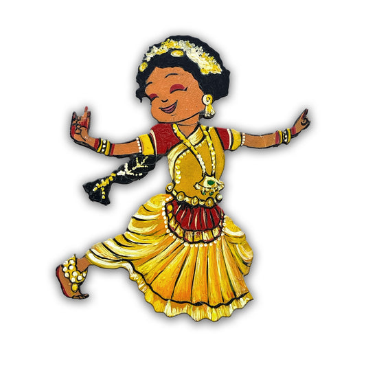Hand Painted Bharatanatyam Dancer Fridge Magnet