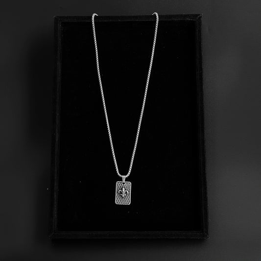 Stainless Steel Men Fleur-de-Lis Pendant With Chain