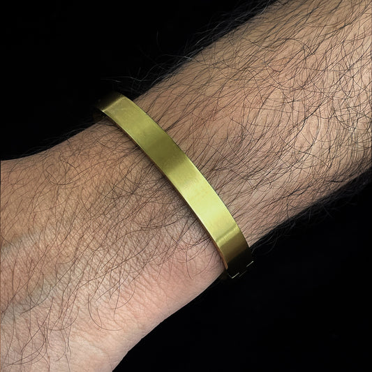 Bold Simplicity: Brushed Gold Stainless Steel Bracelet for Men
