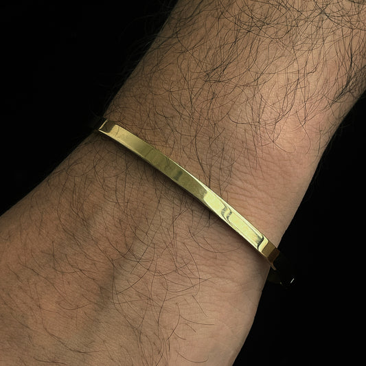 Sleek & Subtle: Polished Gold Stainless Steel Bracelet for Men