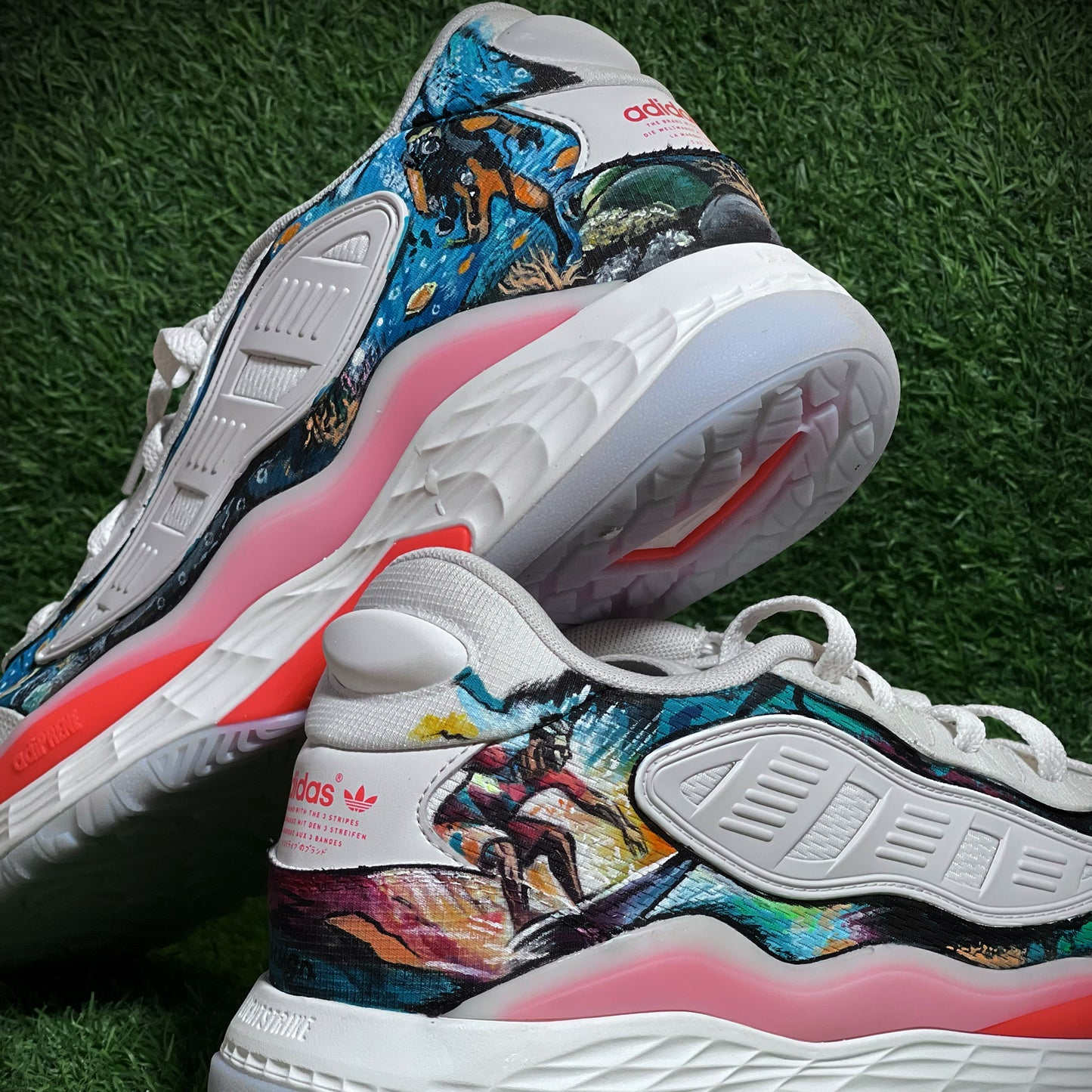 Dive into Artistry with Handpainted Ocean-Themed Sneakers