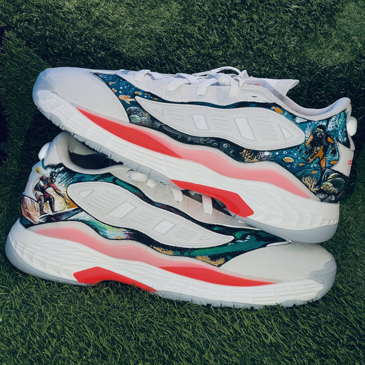 Dive into Artistry with Handpainted Ocean-Themed Sneakers
