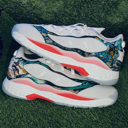 Dive into Artistry with Handpainted Ocean-Themed Sneakers