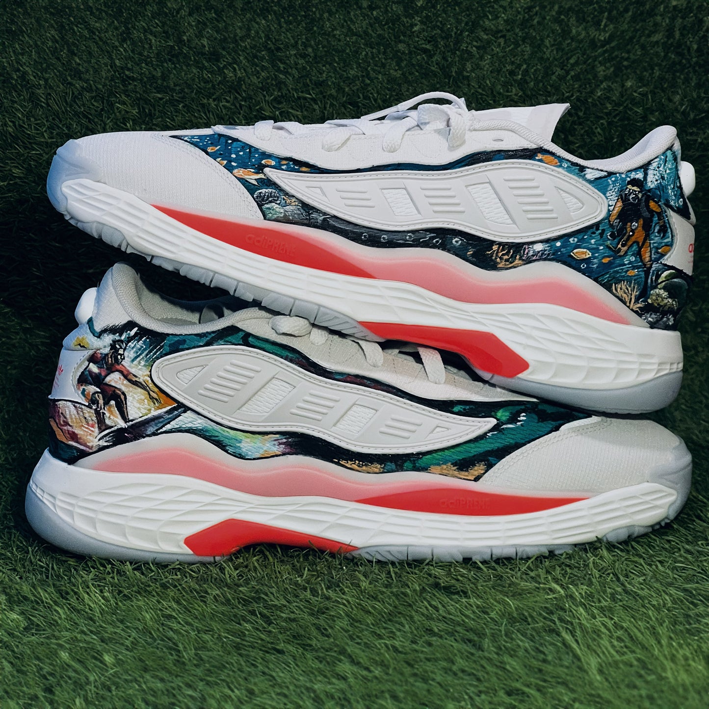 Dive into Artistry with Handpainted Ocean-Themed Sneakers