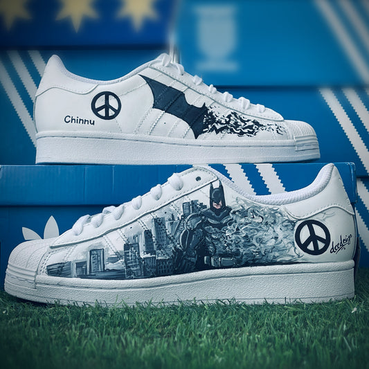 Handpainted Batman-Themed Adidas Sneakers