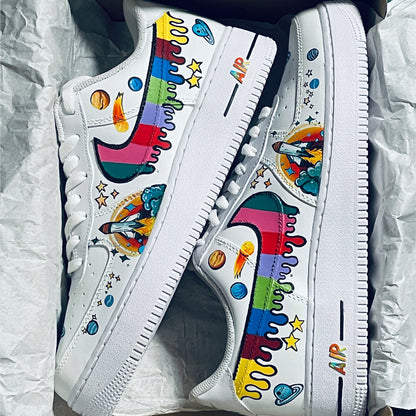 Explore the Cosmos with Handpainted Space-Themed Nike Air Force 1
