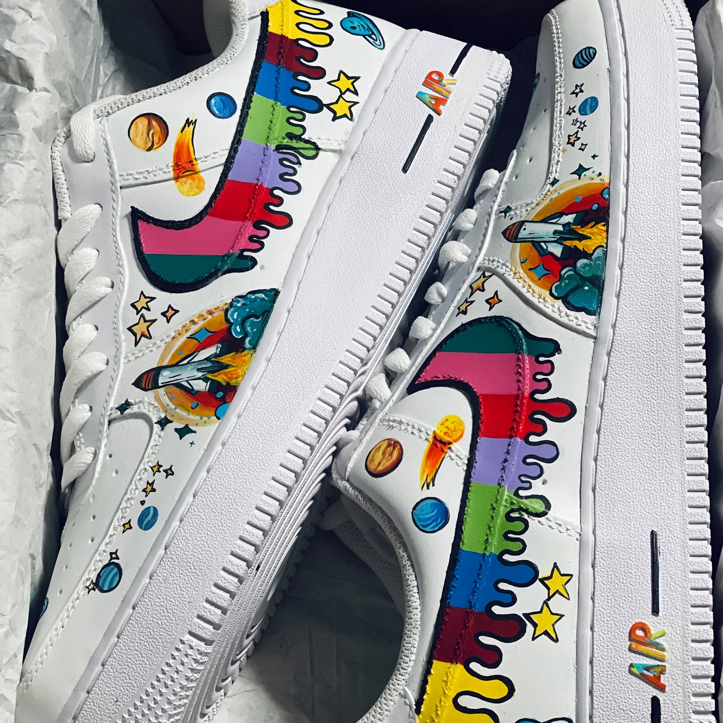 Explore the Cosmos with Handpainted Space-Themed Nike Air Force 1