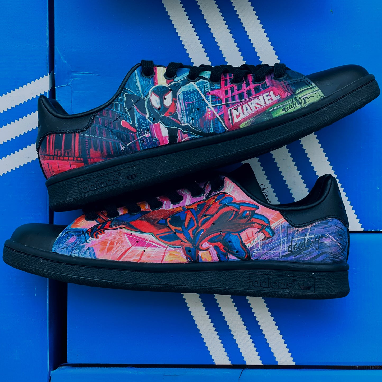 Swing into Action with Handpainted Marvel-Themed Adidas Sneakers